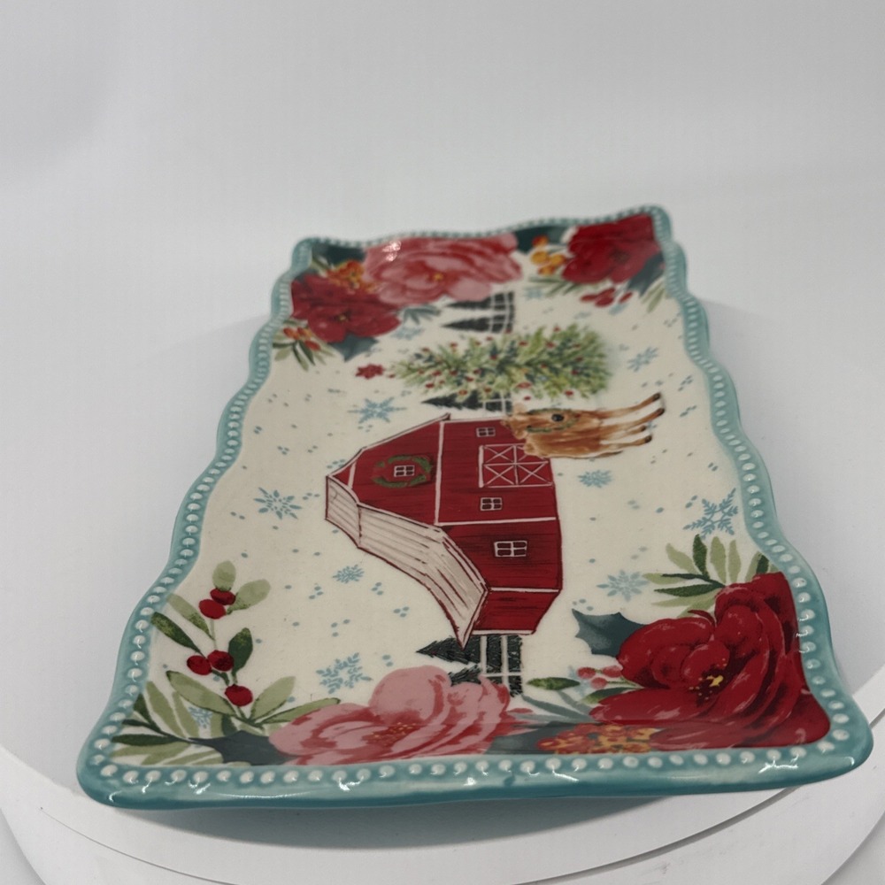 Pioneer Woman Christmas Farm Barn Cow Serving Platter Tray 12.2" X 6.2" - Picture 7 of 10